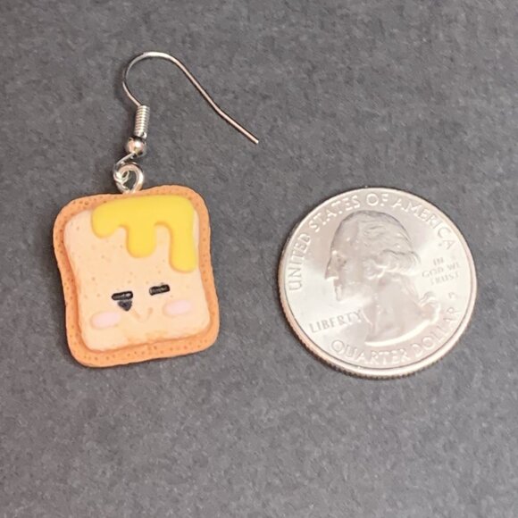 Toast Earring, Funny Food Earring, Butter Earring, Gift Idea, Toast Jewelry - Picture 4 of 5